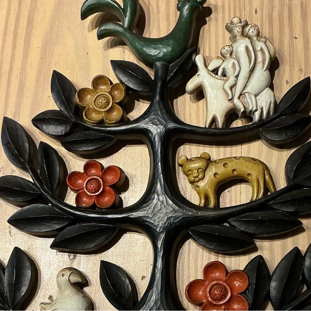 RARE Vintage Homco Tree of Life Wall Plaque 4770B MCM Folk Art 1963 Made in USA - Picture 5 of 5